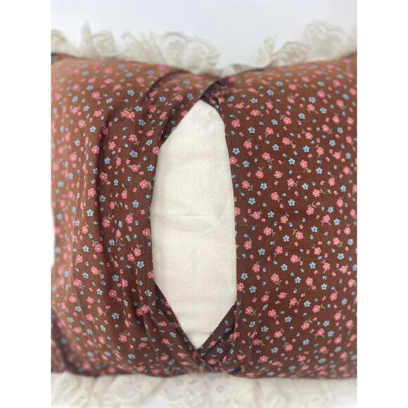 Brown Rust Cream Floral Cross-Stitched Pillow Lace Trim - Picture 5 of 5